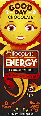 Good Day Chocolate Supplements, Dietary With Energy Dark Chocolate, 0.99 Oz, Total Qty 96