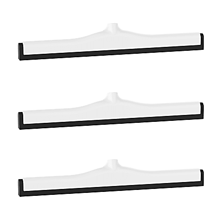 Gritt Commercial Double Neoprene Foam Floor Squeegee With Plastic Frame, 18” x 2”, White, Pack Of 3 Squeegees