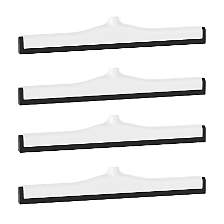 Gritt Commercial Double Neoprene Foam Floor Squeegee With Plastic Frame, 18” x 2”, White, Pack Of 4 Squeegees