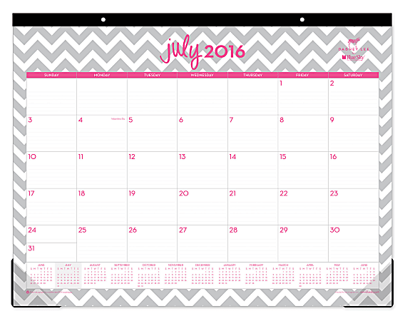 Blue Sky™ Monthly Desk Pad Calendar, 22" x 17", Dabney Lee "Ollie", July 2016 to June 2017