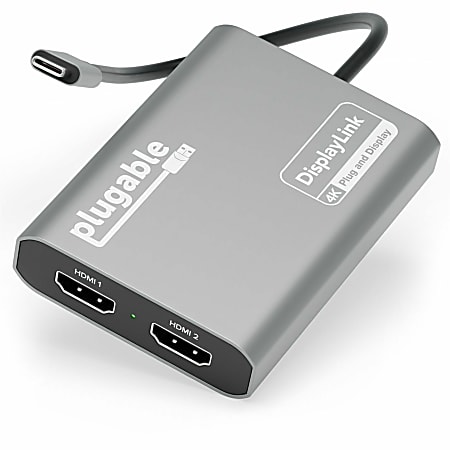 Plugable USB C to HDMI Adapter, Dual Monitor 4K 60Hz for Apple Mac M1/M2/M3 - DisplayLink Multiple Displays for Thunderbolt Macbook or iMac, Driver Required (USBC-6950M)