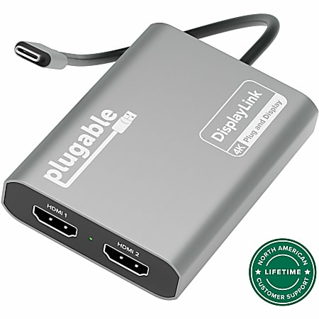 Plugable USB C to HDMI Adapter, Dual Monitor 4K 60Hz  - USBC6950M