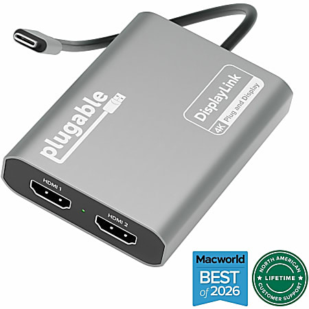 Plugable USB C to HDMI Adapter, Dual Monitor 4K 60Hz  - USBC6950M