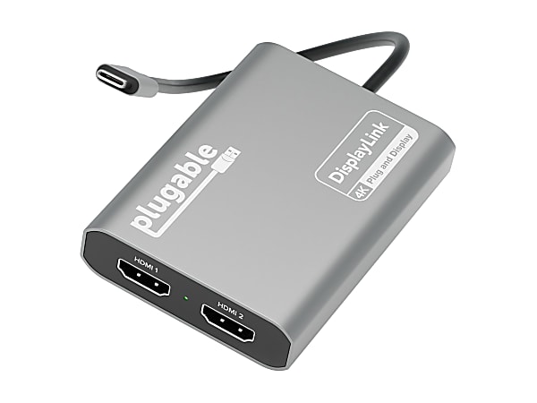 Plugable USB C to HDMI Adapter, Dual Monitor 4K 60Hz for Apple Mac M1/M2/M3 - DisplayLink Multiple Displays for Thunderbolt Macbook or iMac, Driver Required (USBC-6950M)