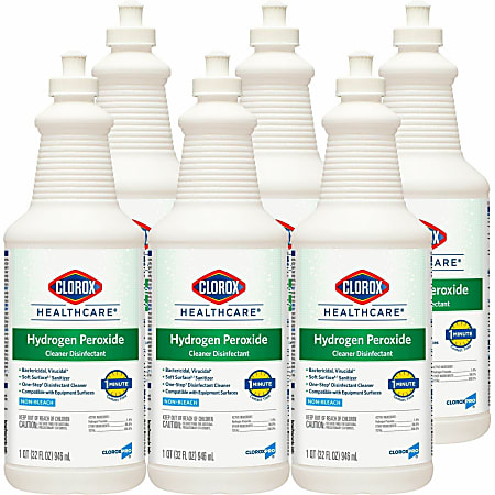 Clorox Healthcare Pull-Top Hydrogen Peroxide Cleaner Disinfectant - Ready-To-Use - 32 fl oz (1 quart) - 6 / Carton - Disinfectant - Clear