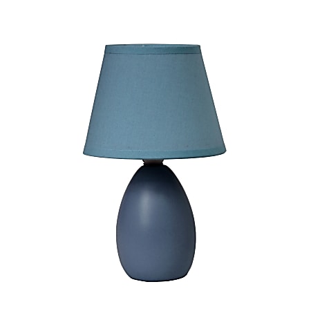 Simple Designs Mini Egg Table Lamp, 9 1/2"H, Blue Shade/Blue Base