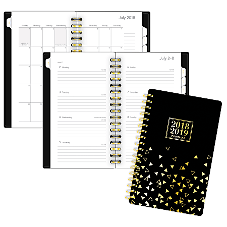 Cambridge® Work-Style Academic Weekly/Monthly Planner, 4" x 6 1/4", Black Confetti, July 2018 to June 2019