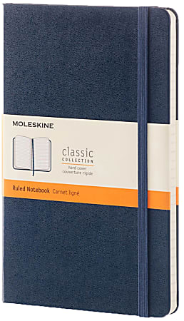 Moleskine Classic Hard Cover Notebook, 5" x 8-1/4", Ruled, 120 Sheets, Sapphire Blue