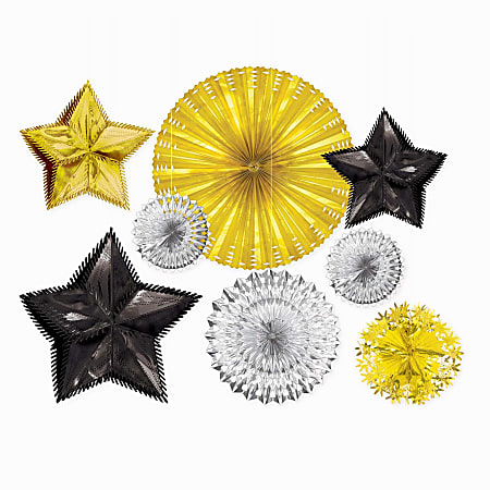 Amscan New Year's Starburst Decorating Kit, Multicolor, Pack Of 8 Decorations