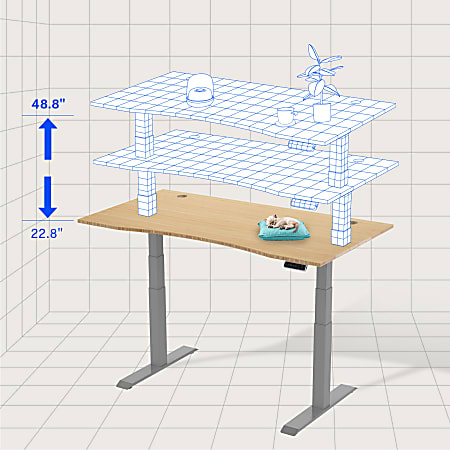 FlexiSpot E7 Electric 55W Height-Adjustable Standing Desk, Dark  Bamboo/Silver