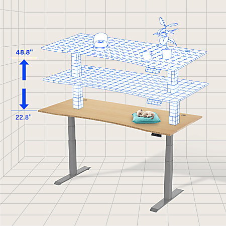 FlexiSpot E7 Electric 72W Height-Adjustable Standing Desk, Bamboo/Silver