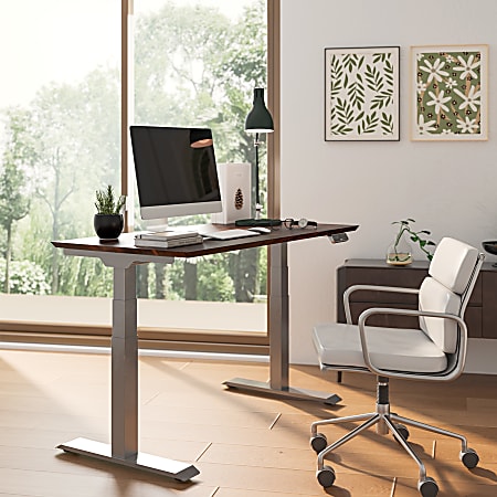 FlexiSpot E7 Electric 55W Height-Adjustable Standing Desk, Dark  Bamboo/Silver