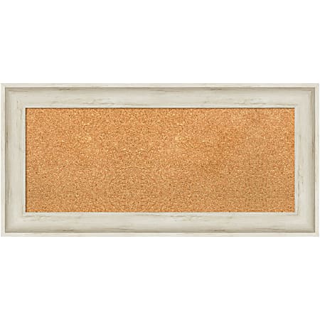 Amanti Art Non-Magnetic Cork Bulletin Board, 35" x 17", Natural, Regal Birch Cream Plastic Frame