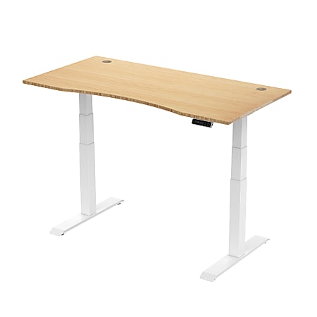 FlexiSpot E7 55W Height-Adjustable Standing Desk, Bamboo/White