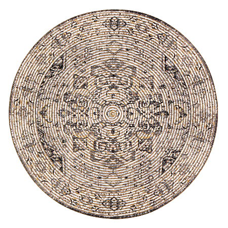 Anji Mountain Zagros Round Area Rug, 4' Diameter, Brown/Gray