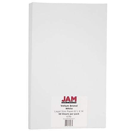 JAM Paper® Vellum Bristol Card Stock, White, Legal