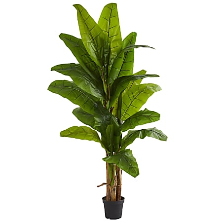 Nearly Natural Banana 90”H Artificial Tree With Pot, 90”H x 12”W x 12”D, Green