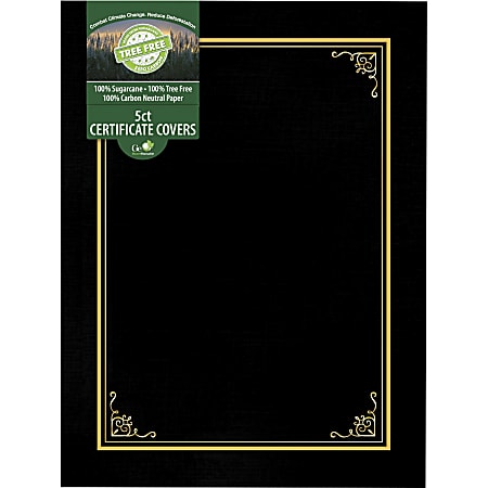 Geographics Letter Certificate Holder - 8 1/2" x 11" - Black - 5 / Pack