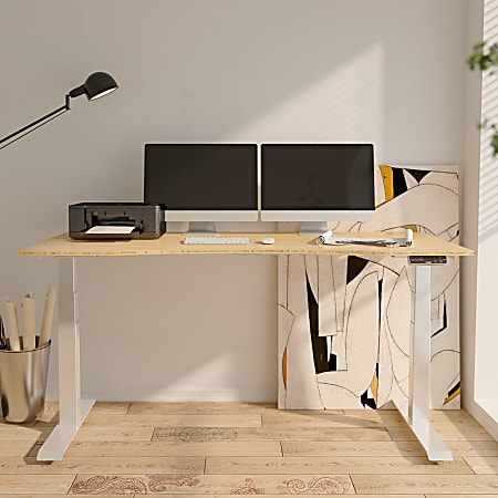 FlexiSpot E7 Electric 60W Height-Adjustable Standing Desk, Bamboo/White