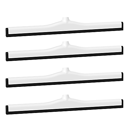 Gritt Commercial Double Neoprene Foam Floor Squeegee With Plastic Frame, 22” x 2”, White, Pack Of 4 Squeegees