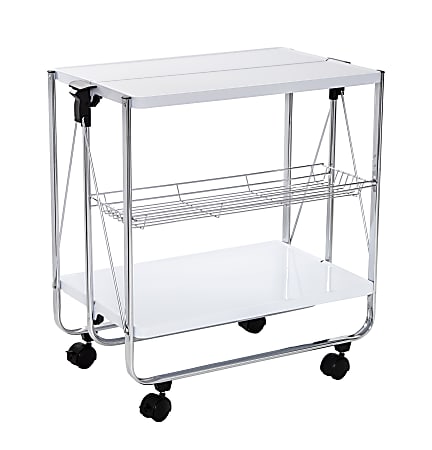 Honey Can Do Folding Kitchen Cart, 26” x 28”, White