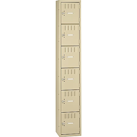 Tennsco Six-Tier Box Locker, 1-Wide, 72"H x 12"W x 18"D, Sand