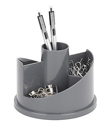 Realspace® 6-Compartment Rotary Desk Organizer With Antimicrobial Treatment, 4-5/8"H x 5-13/16"W x 5-13/16"D, Gray