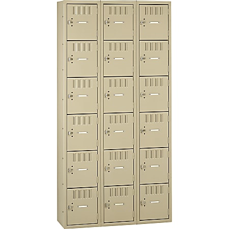 Tennsco Six-Tier Box Locker, 3-Wide, 72"H x 36"W x 18"D, Sand