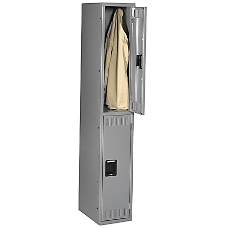 Tennsco Double-Tier Locker, 1 Wide, 72"H x 12"W x 18"D, Medium Gray