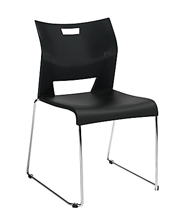 Global® Duet™ Stacking Chairs, 33 1/4"H x 22 3/4"W x 20 3/4"D, Asphalt Night/Chrome