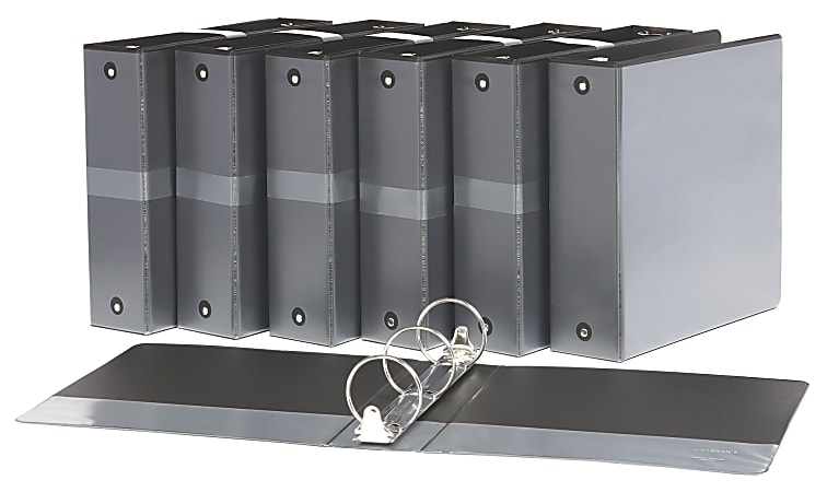 Just Basics® Economy Basic Round-Ring View Binders, 3" Rings, Black, Set Of 12 Binders