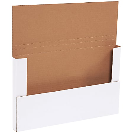 Partners Brand Easy-Fold Mailers, 14 1/8"L x 8 5/8"W x 1"H, White, Pack Of 50