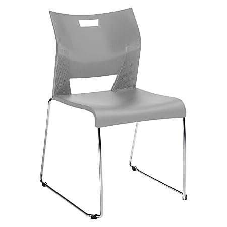 Global® Duet™ Stacking Chair, 33 1/4"H x 20 1/2"W x 23"D, Ivory Cloud/Chrome