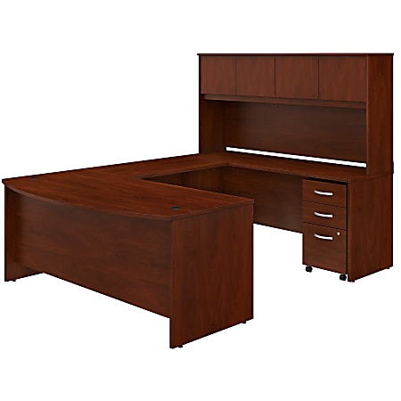 Bush® Business Furniture Studio C U Shaped Desk with Hutch and Mobile File Cabinet, Hansen Cherry, Standard Delivery