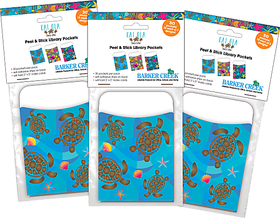 Barker Creek Peel & Stick Library Pockets, 3-1/2" x 5-1/8", Kai Ola, Set Of 90 Pockets