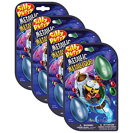 Crayola Silly Putty Metallic Eggs, Assorted Colors, 2 Per Pack, Set Of 4 Packs