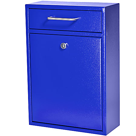 Mail Boss Locking Security Drop Box, 16-1/4"H x 11-1/4"W x 4-3/4"D, Bright Blue