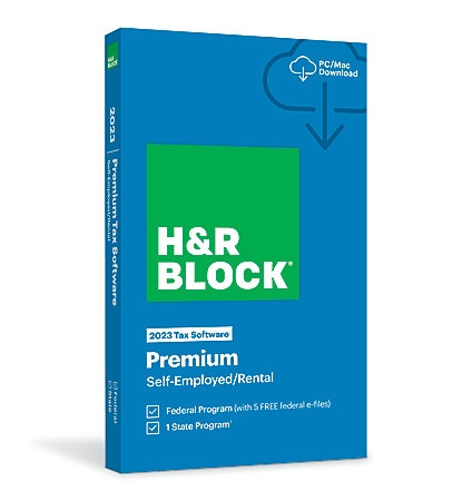 H&R Block Premium 2023 Tax Software, For PC/Mac, Product Key/Download