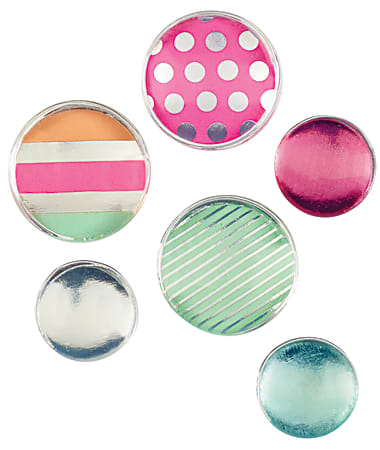 Divoga® Round Acrylic Magnets, Merry & Bright Collection, Multicolor, Pack Of 6