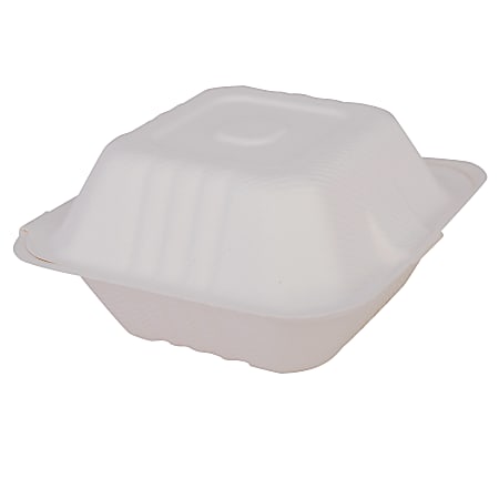 SCT® ChampWare™ Clamshell Containers, 3"H x 6"W x 6"D, White, Carton Of 500 Containers