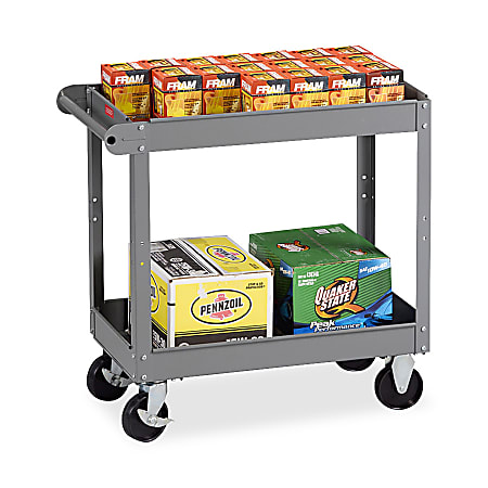 Tennsco 2-Shelf Service Cart, 32"H x 16"W x 30"D, Medium Gray
