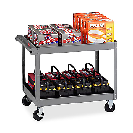 Tennsco Service Cart, 2 Shelves, 36"H x 32"W x 24"D, Medium Gray