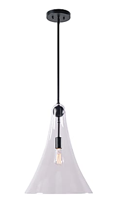Kenroy Home Oswald 1-Light Pendant, 15-1/4"W, Clear Shade/Black Frame