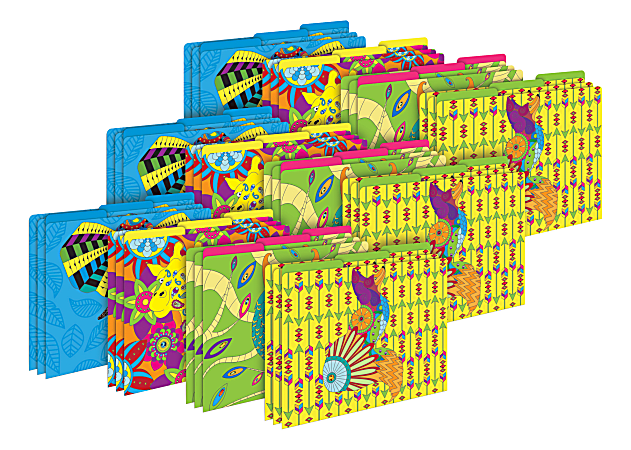 Barker Creek Tab File Folders, Letter Size, Bohemian Animals, Pack Of 36 Folders