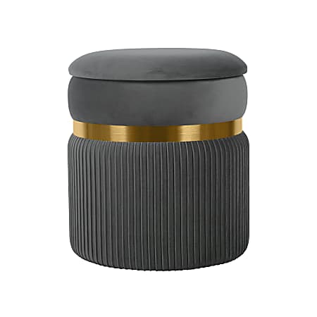 Techni Mobili Velvet Storage Ottoman, 15-1/2"H x 13-3/4"W x 13-3/4"D, Gray, RTAOT25GRY
