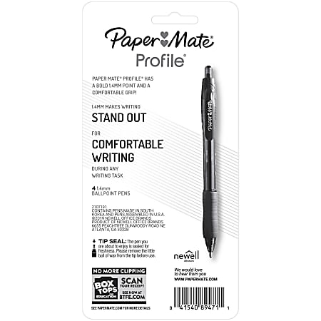 Paper Mate Ball Point Pens, 1.4 mm, Assorted Ink - 4 pens