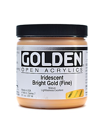 Golden OPEN Acrylic Paint, 8 Oz Jar, Iridescent Gold (Fine)