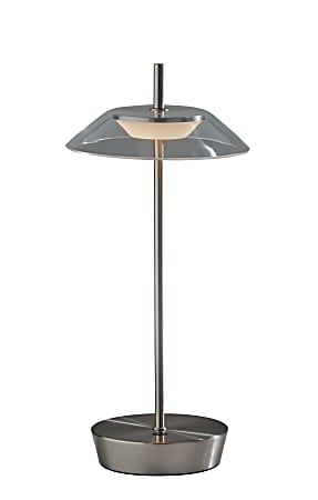 Adesso ADS360 Ako LED Cordless Table Lamp, Steel with Clear Acrylic White Shade