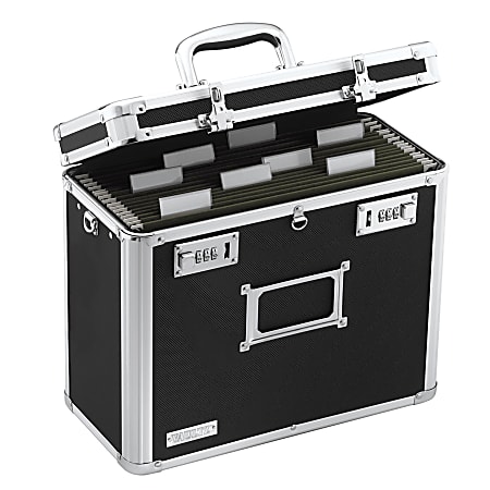 Vaultz® Locking Storage File Tote, Letter Size, 12 1/4" x 13 3/4" x 7 1/4", Black