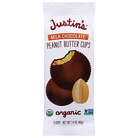 Justin's Nut Butter Cups, Organic Peanut Butter Milk Chocolate, 1.4 Oz, Total Qty 12